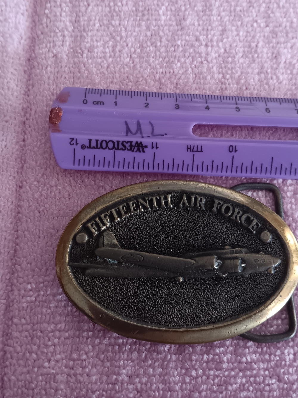Fifteenth Air Force Oval Belt Buckle - Black and Gold-Tone